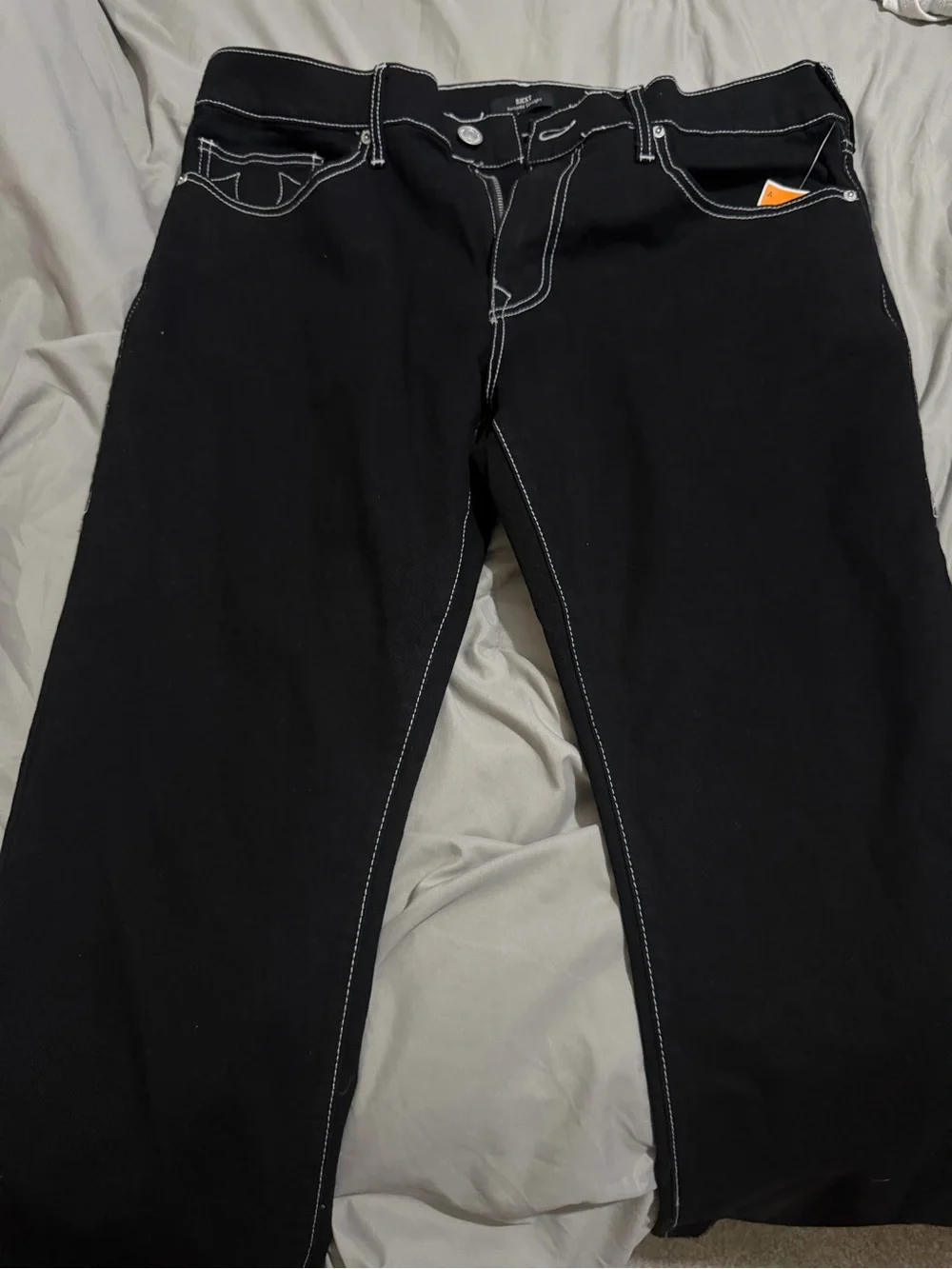 Men's True Religion Black Jeans with Contrast Stitching 36x32
